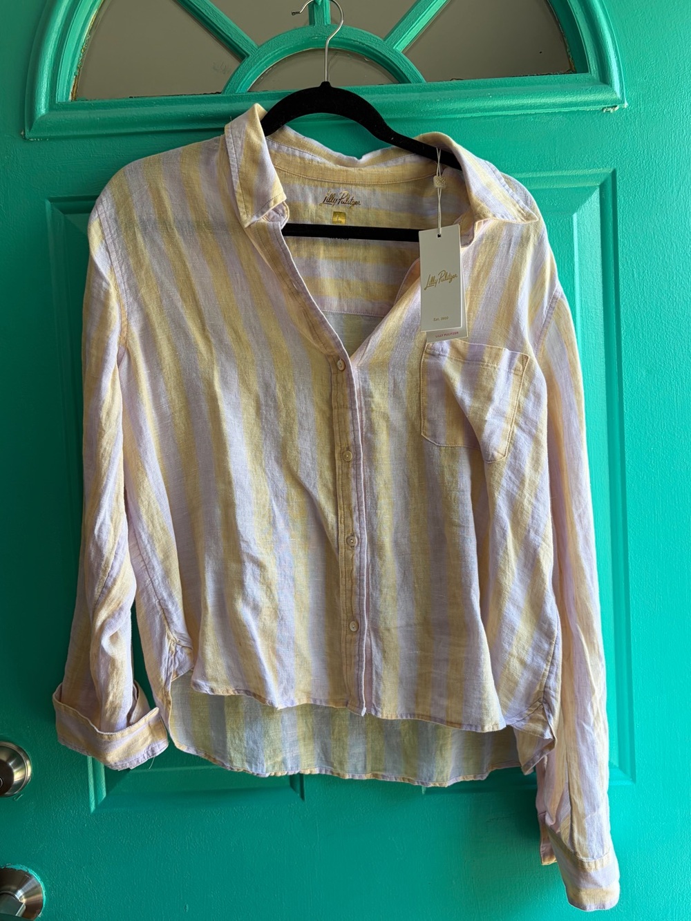NWT Lilly Pulitzer Coralynn Button Down Shirt - Island Secrets Stripe - Large